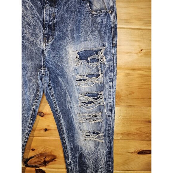 Y2K South Pole Men’s Size 46X32 Blue Ripped Distressed Denim Jeans Medium Wash - Picture 8 of 10